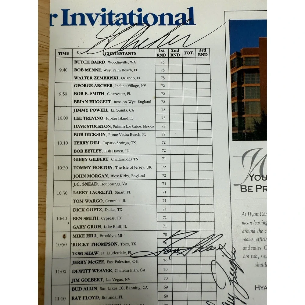 Signed 1995 Paine Webber Invitational Golf Program Cadillac Senior PGA Tour Vtg